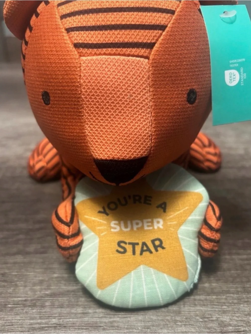 Pillowfort Orange and Black Striped Plush Tiger with Star Pillow